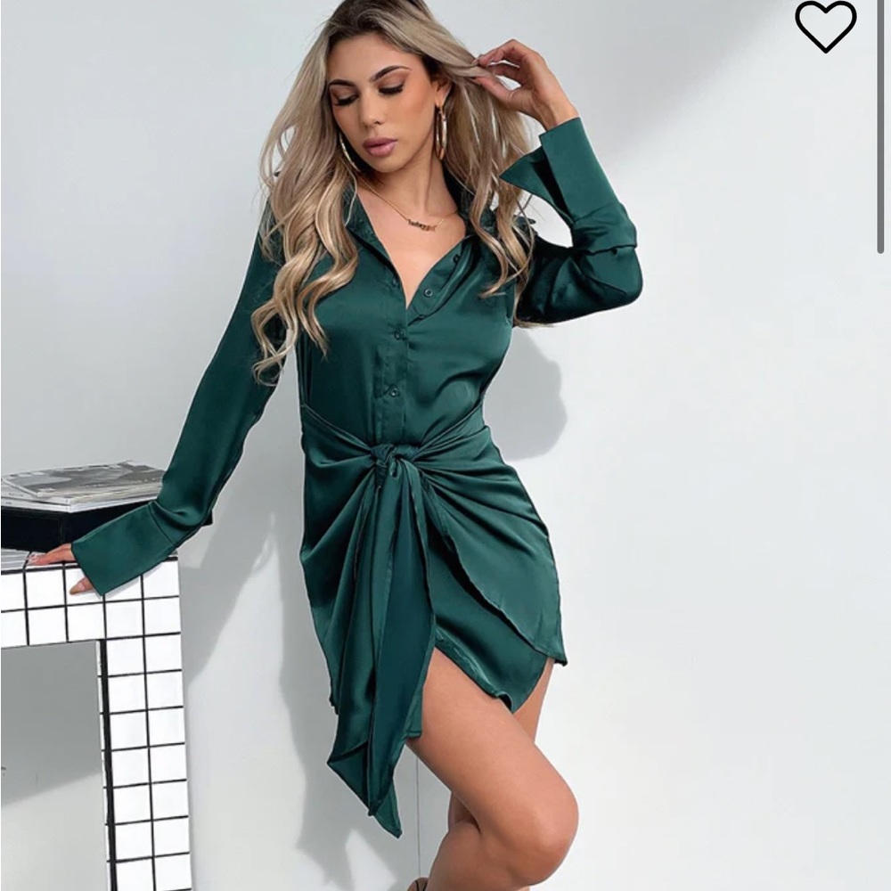 Satin Emerald mini dress